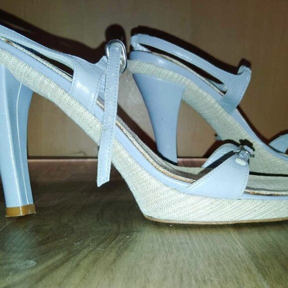 Bebe Light Blue and Linen High Heel Sandals Size 9 M - Picture 10 of 10
